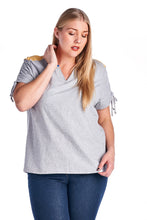 Christine V Plus V-Neck Top with Tie Sleeves - WholesaleClothingDeals - 7