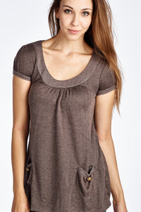 Coolwear Bell Sleeve Tunic with Front Pocket Detail - WholesaleClothingDeals - 5