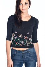 Bonnie & Bill Floral Embroidered Tie-Back Crop Sweater - WholesaleClothingDeals - 5
