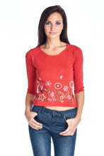 Bonnie & Bill Floral Embroidered Tie-Back Crop Sweater - WholesaleClothingDeals - 6