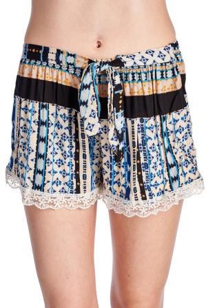 Urban Love Printed Rayon Shorts with Scallop Lace Trim - WholesaleClothingDeals - 5