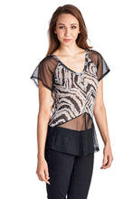 Urban Love Animal Print Burnout Mesh V-Neck Top - WholesaleClothingDeals - 3