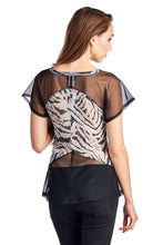 Urban Love Animal Print Burnout Mesh V-Neck Top - WholesaleClothingDeals - 5