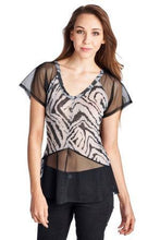 Urban Love Animal Print Burnout Mesh V-Neck Top - WholesaleClothingDeals - 2