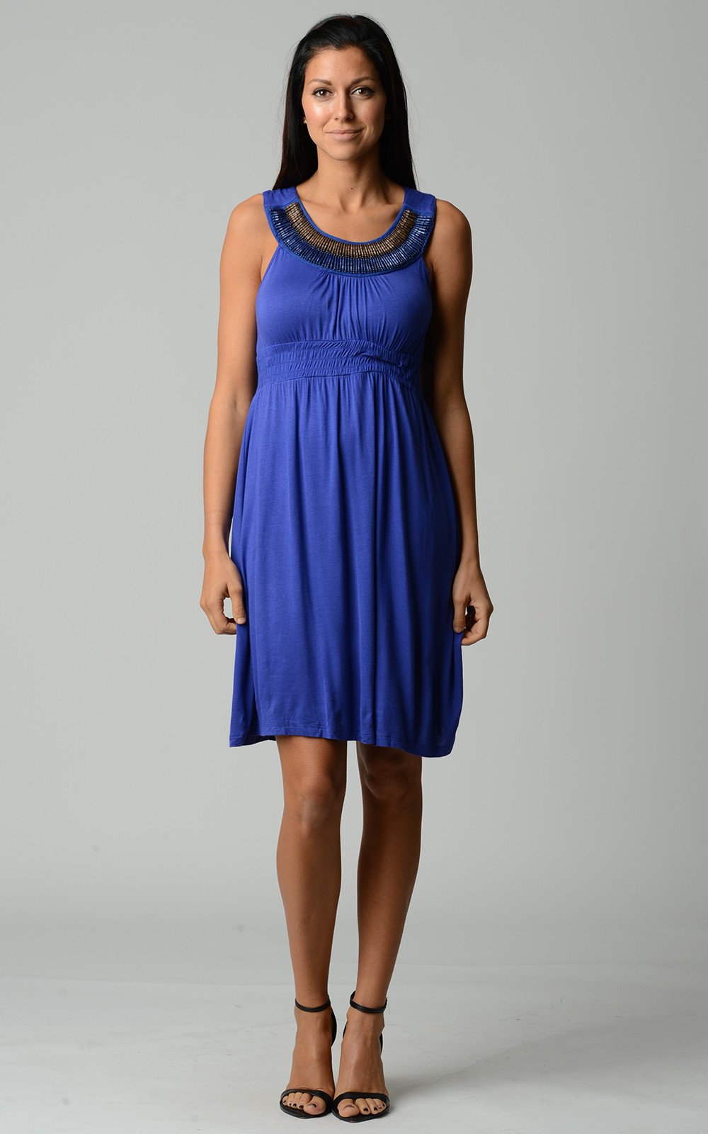 Christine V Beaded Neckline Sleeveless Dress - WholesaleClothingDeals - 1