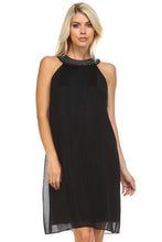 SLNY Beaded Neckline Fringe Dress -  - 2