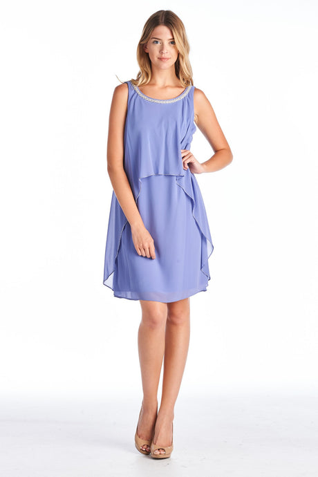 SLNY Bead Detail Chiffon Dress - WholesaleClothingDeals - 1