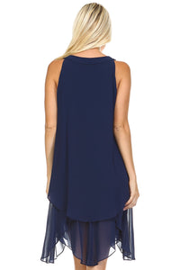 SLNY Beaded Neckline Chiffon Dress -  - 4