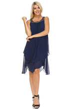 SLNY Beaded Neckline Chiffon Dress -  - 1