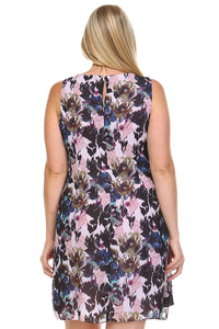 SLNY Beaded Neckline Floral Chiffon Dress -  - 4