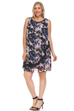 SLNY Beaded Neckline Floral Chiffon Dress -  - 1