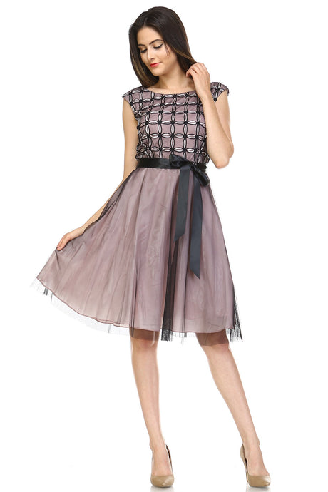 SLNY A-Line Waist Tie Tulle Dress - WholesaleClothingDeals - 1