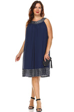 SLNY Plus Silver Embroidered Neckline Chiffon Dress - WholesaleClothingDeals - 1