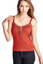 Larry Levine Sweater Tank with Suede & Bead Trim - WholesaleClothingDeals - 1