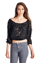 Urban Love 3/4 Sleeve Burnout Crop Top - WholesaleClothingDeals - 1