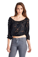 Urban Love 3/4 Sleeve Burnout Crop Top - WholesaleClothingDeals - 2