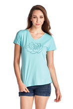 Christine V Short Sleeve Rose Embroidered V-Neck Tee - WholesaleClothingDeals - 1