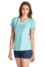 Christine V Short Sleeve Rose Embroidered V-Neck Tee - WholesaleClothingDeals - 2